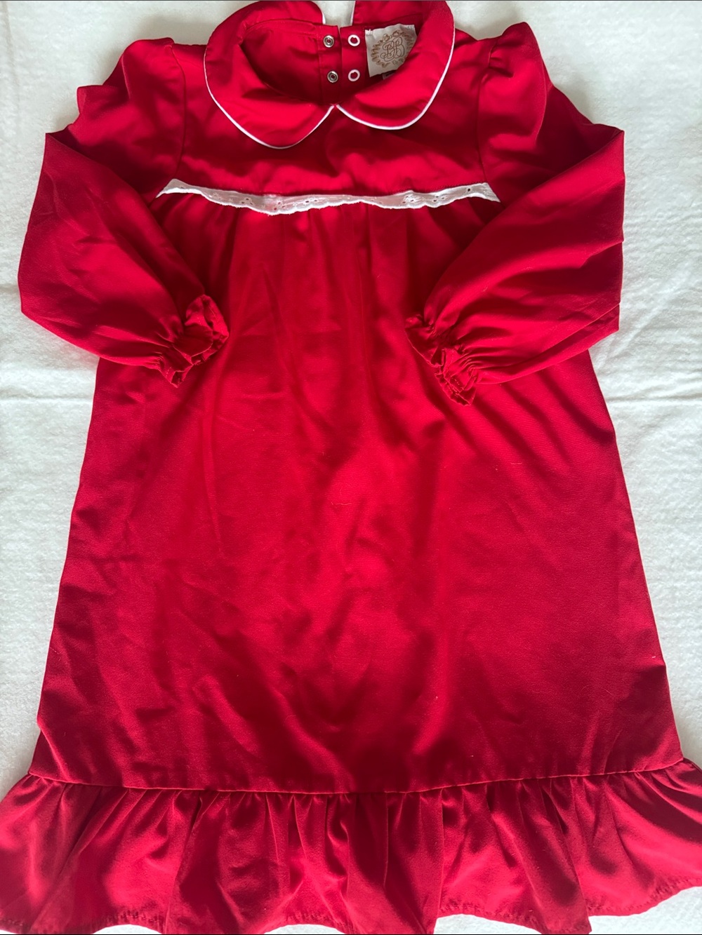 The Beaufort Bonnet Company Red Christmas Nightgown with Peter Pan Collar